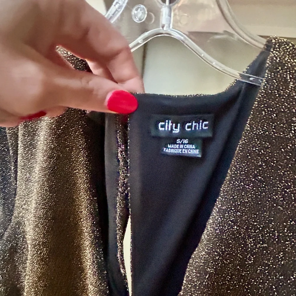 Bronze glitter shorts romper - Picture 2 of 3